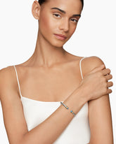 Classic Cable Bracelet in Sterling Silver with 14K Yellow Gold and Blue Topaz, 5mm